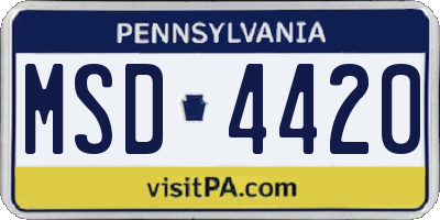 PA license plate MSD4420