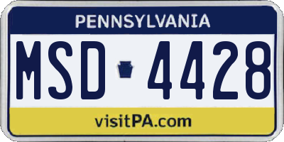 PA license plate MSD4428