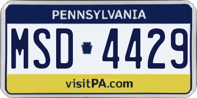 PA license plate MSD4429