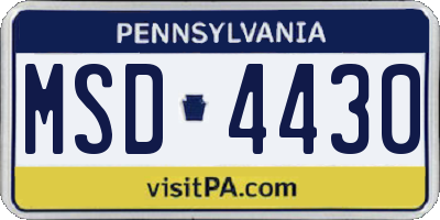 PA license plate MSD4430