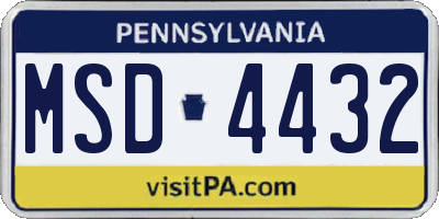 PA license plate MSD4432