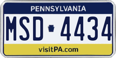PA license plate MSD4434