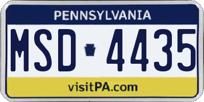 PA license plate MSD4435