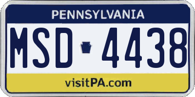PA license plate MSD4438
