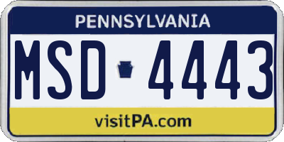 PA license plate MSD4443