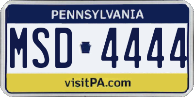 PA license plate MSD4444