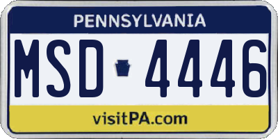PA license plate MSD4446