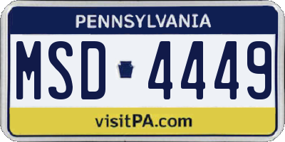 PA license plate MSD4449