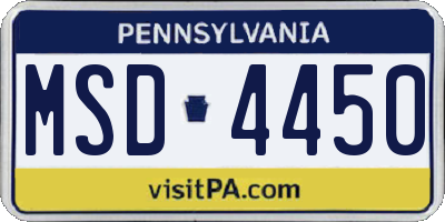 PA license plate MSD4450