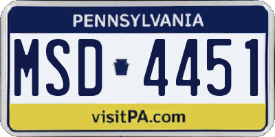PA license plate MSD4451