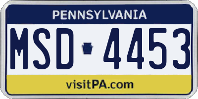 PA license plate MSD4453