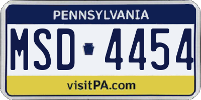 PA license plate MSD4454