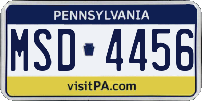 PA license plate MSD4456