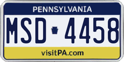 PA license plate MSD4458
