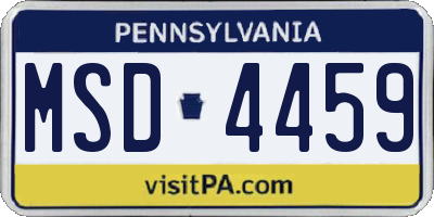 PA license plate MSD4459