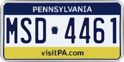 PA license plate MSD4461