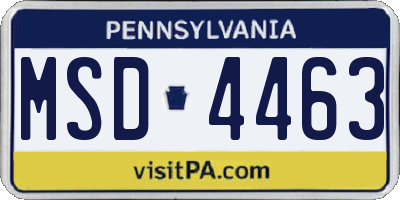 PA license plate MSD4463