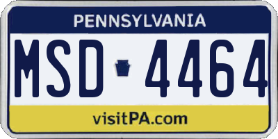 PA license plate MSD4464
