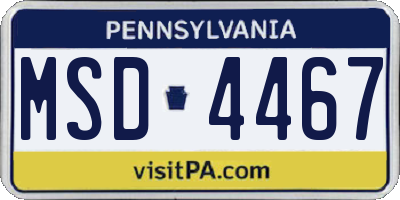 PA license plate MSD4467