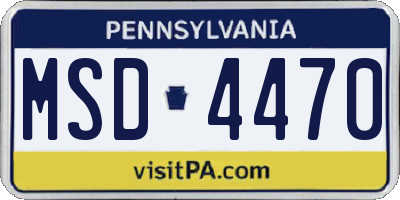 PA license plate MSD4470