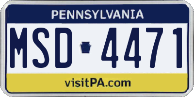 PA license plate MSD4471