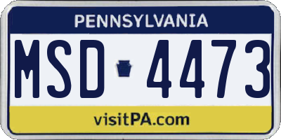 PA license plate MSD4473