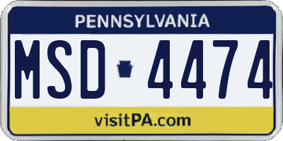 PA license plate MSD4474