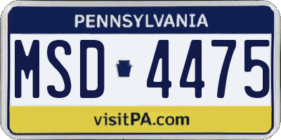 PA license plate MSD4475
