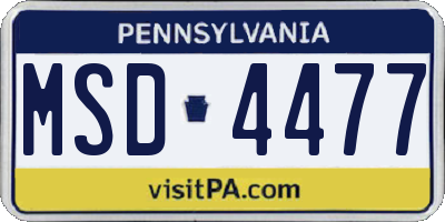 PA license plate MSD4477