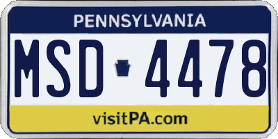 PA license plate MSD4478
