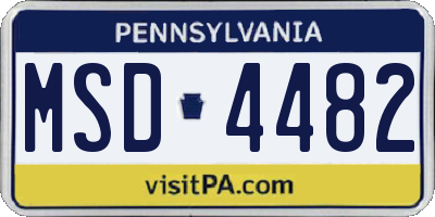 PA license plate MSD4482