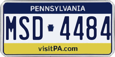 PA license plate MSD4484