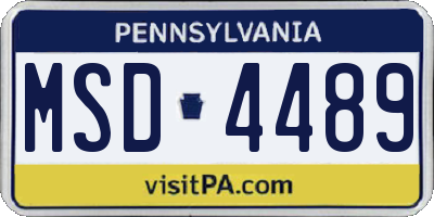 PA license plate MSD4489