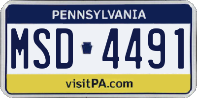 PA license plate MSD4491