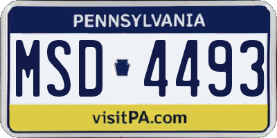 PA license plate MSD4493