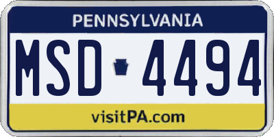 PA license plate MSD4494