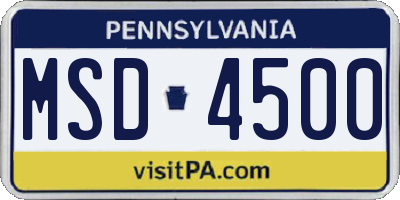 PA license plate MSD4500
