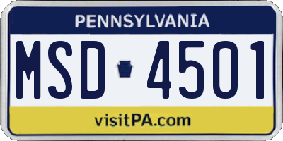 PA license plate MSD4501