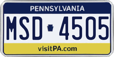 PA license plate MSD4505