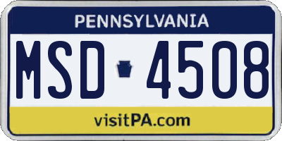 PA license plate MSD4508