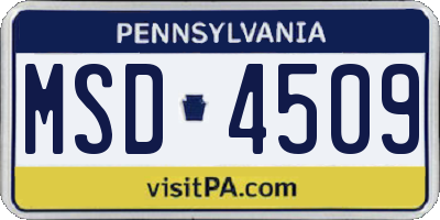 PA license plate MSD4509