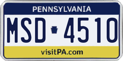 PA license plate MSD4510