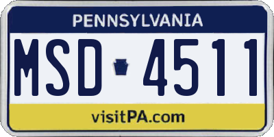 PA license plate MSD4511