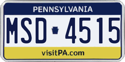 PA license plate MSD4515