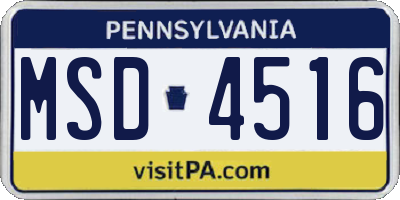 PA license plate MSD4516