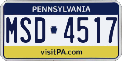 PA license plate MSD4517