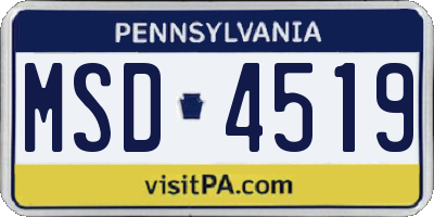 PA license plate MSD4519