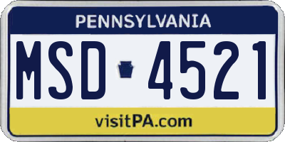 PA license plate MSD4521