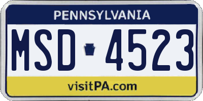PA license plate MSD4523