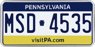 PA license plate MSD4535